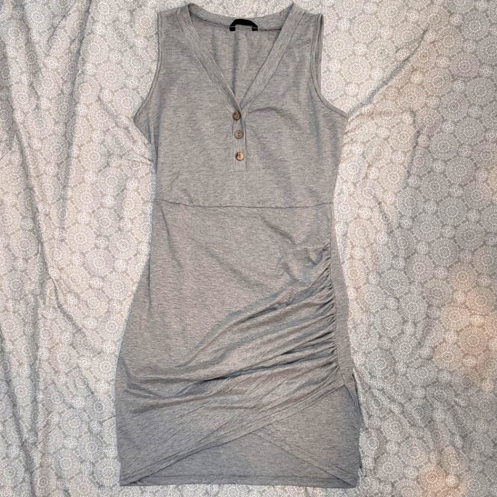SHEIN Grey Knit Mini Asymetrical Hem Dress